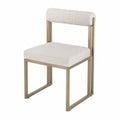 Chaise de salle à manger rembourrée 50 x 55 x 82 cm en polyester bouclé écru et acier champagne avec dossier cylindrique