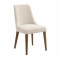 Chaise de salle à manger rembourrée 48 x 58 x 88 cm en polyester beige avec pieds en hévéa bois naturel