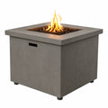 Table brasero extérieure carrée au gaz propane en ciment fibré gris avec brûleur inox et pierres de lave 81 x 81 x 63 cm