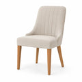 Chaise de salle à manger rembourrée 50 x 60 x 86 cm tissu polyester beige pieds en hévéa massif naturel