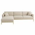Canapé modulable d’angle gauche 4 places en tissu polyester tissé beige avec pieds en acier doré 270 x 160 x 82 cm