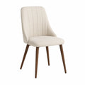 Chaise de salle à manger rembourrée 50 x 60 x 90 cm tissu polyester écru pieds hévéa massif finition noyer