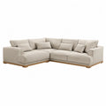 Canapé modulaire d’angle 5 places 320 x 235 x 82 cm en tissu bouclé écru avec ottoman et coussins amovibles
