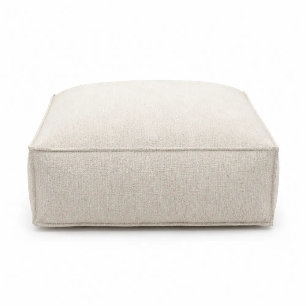 Pouf table basse d’extérieur carré 80 x 80 x 40 cm en polyester tissé beige rembourré