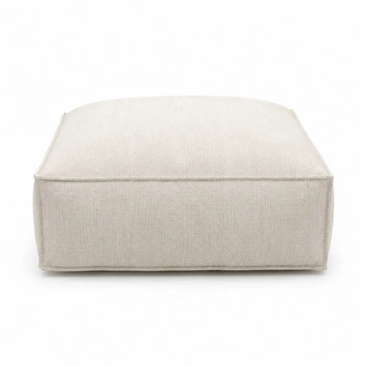 Pouf table basse d’extérieur carré 80 x 80 x 40 cm en polyester tissé beige rembourré