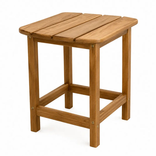 Table d’appoint extérieure carrée en acacia massif brun naturel avec plateau à lattes 50 x 50 x 48 cm