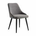 Chaise de salle à manger rembourrée avec accoudoirs bas 56 x 60 x 88 cm tissu polyester gris pieds acier noir