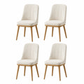 Lot de 4 chaises de salle à manger rembourrées 50 x 58 x 86 cm en polyester crème avec pieds en hévéa naturel