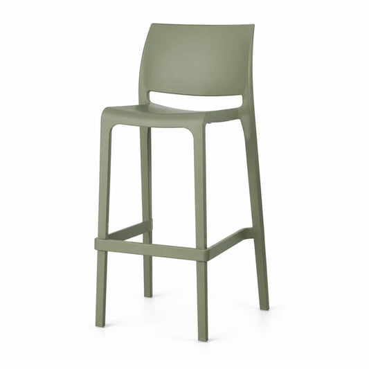 Tabouret de bar fixe 49 x 52 x 102 cm en polypropylène renforcé vert sauge